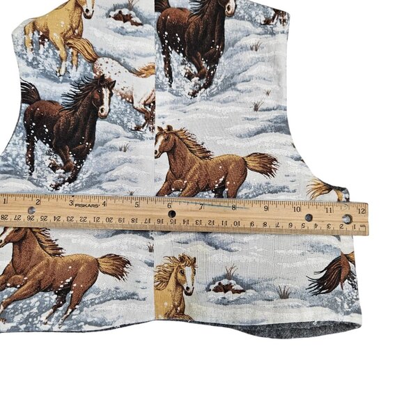 Handmade Horse Print Childrens Vest Western Motif Grey Back Panel Yarn Tail 1-2y - Picture 8 of 9